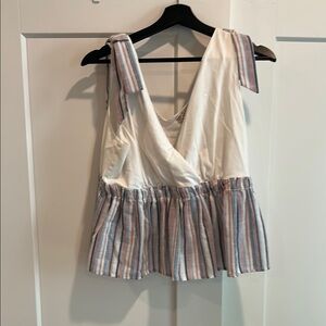 Striped Sleeveless Top - White and Pink